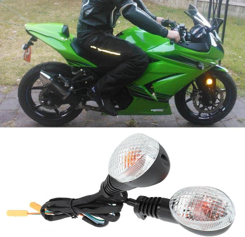 comfrt Turn Signal Light, 2PCS Turn Signal Light Lamp Front Rear Running Lights Fit For Kawasaki Para Ninja 250 Motorcycle Modification(Black White) - Image 2