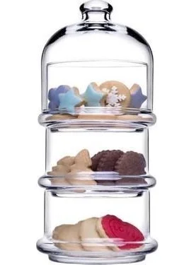 Paşabahçe Glass 3-Tier Cookie, Snack and Sugar Bowl