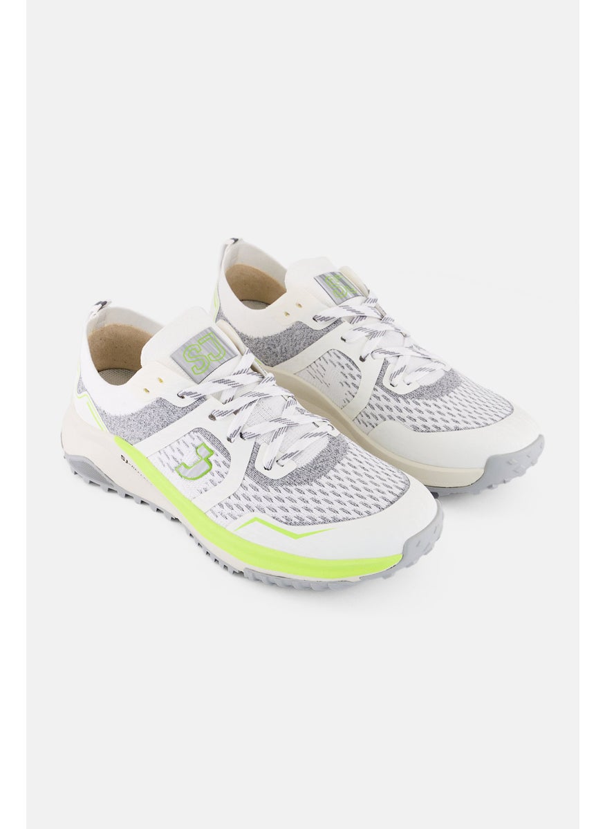 SJ Men Textile Upper Lace Up Running Shoes, Off White  - Image 1