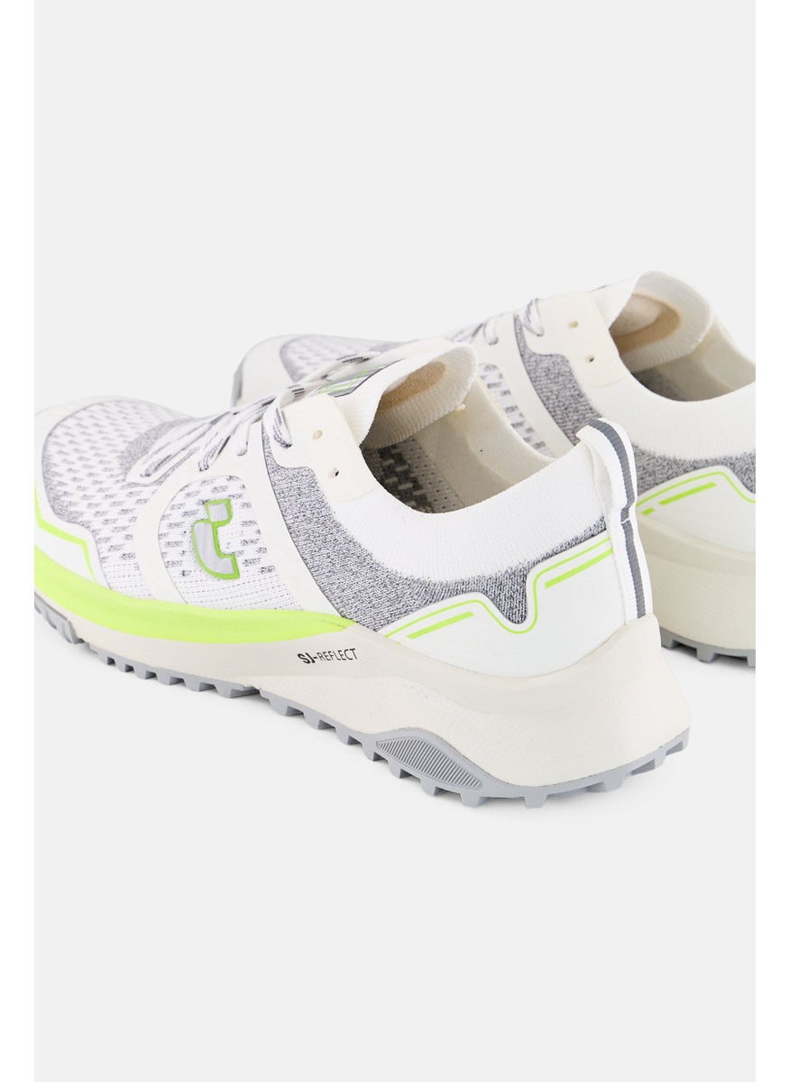 SJ Men Textile Upper Lace Up Running Shoes, Off White  - Image 3