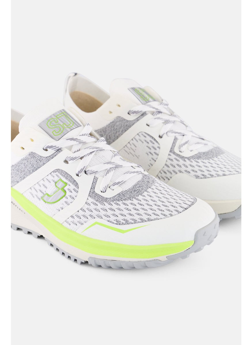 SJ Men Textile Upper Lace Up Running Shoes, Off White  - Image 4