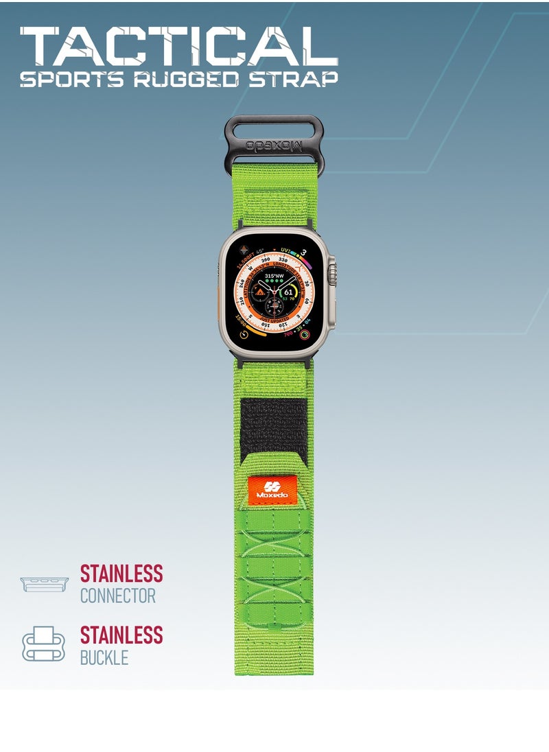 Moxedo - Moxedo Tactical Sports Rugged Strap Breathable Nylon Braided Compatible with Apple Watch Band Series 8,7,6,5,4,3,2,1,SE Ultra Woven Loop Design for 44mm,45mm,49mm (Green) - Image 1