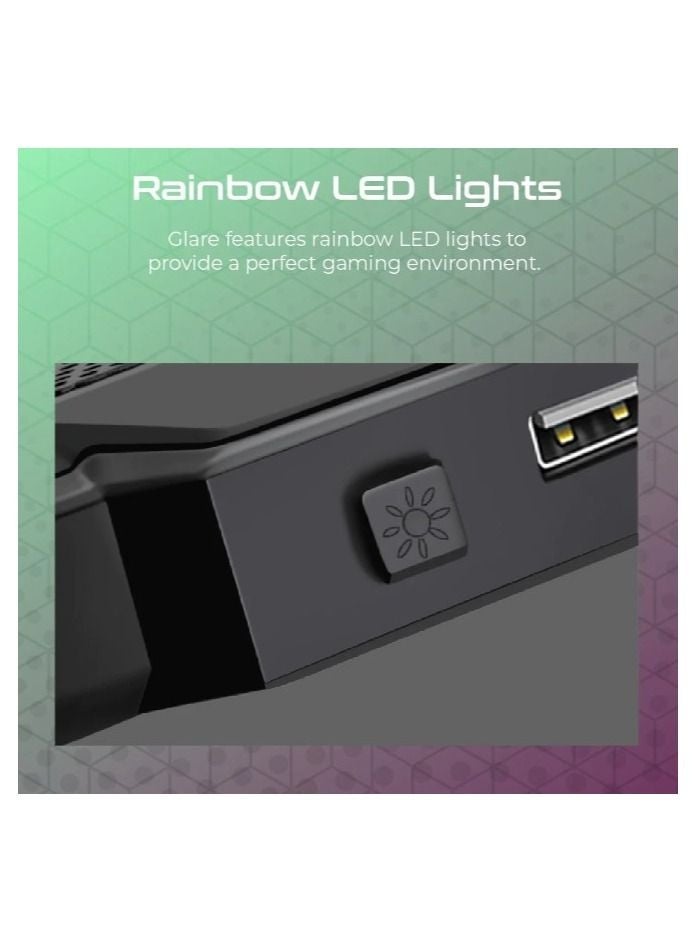 فيرتوكس حامل لابتوب Vertux Glare مع تبريد هادئ وإضاءة LED متعددة الألوان – تصميم مريح قابل للتعديل، مروحة صامتة، تشغيل عبر USB، قاعدة مانعة للانزلاق - Image 4