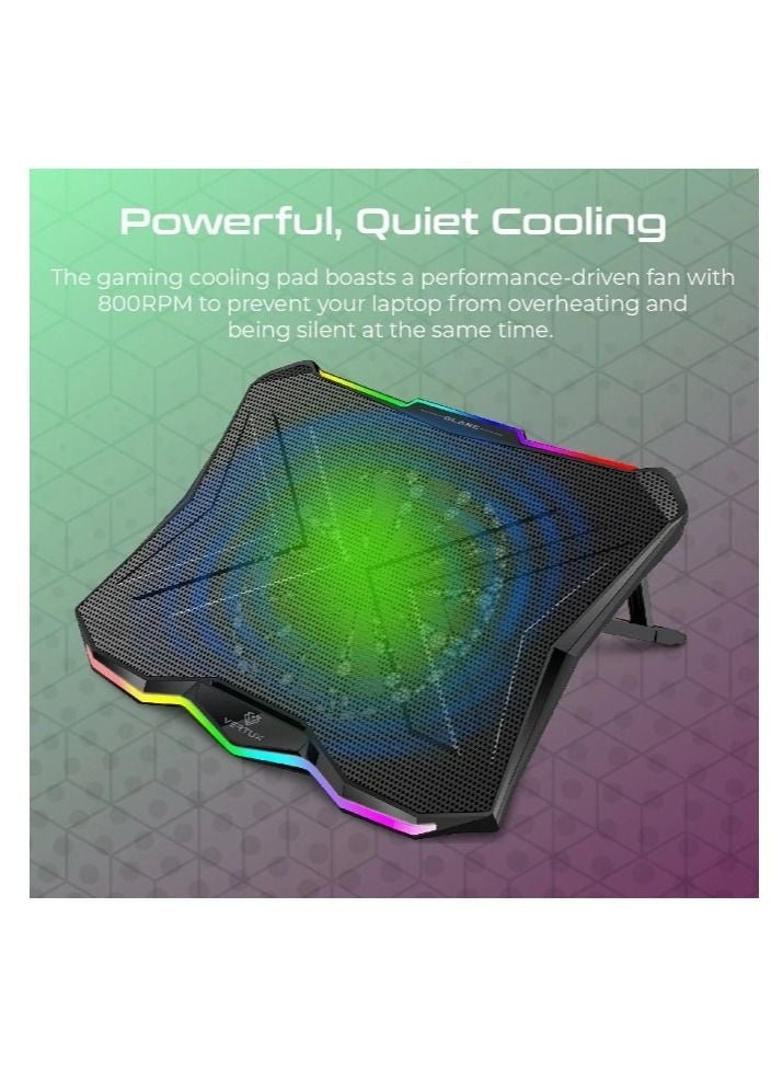 فيرتوكس حامل لابتوب Vertux Glare مع تبريد هادئ وإضاءة LED متعددة الألوان – تصميم مريح قابل للتعديل، مروحة صامتة، تشغيل عبر USB، قاعدة مانعة للانزلاق - Image 3