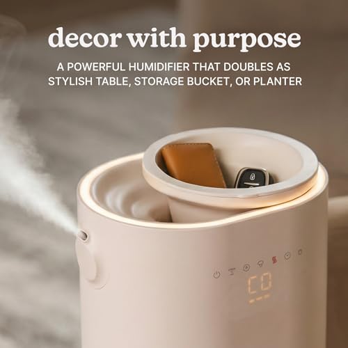 Homedics Natura Ultrasonic Warm Cool Mist Humidifier 13Gal for Large Rooms 60Hr Runtime Plant Holder Programmable Humidity Auto Shutoff Nightlight Small Pot CompatiblePlant Not Included - Image 3
