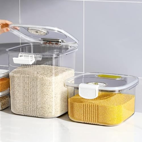 Jolfay Sealed Food Storage Containers, PET Square Flip-top Rice Jars, Reusable, And Moisture-proof, washable,Suitable for Kitchen Storage Organization. Grain Dispenser for Granular Food Distribution. - Image 4