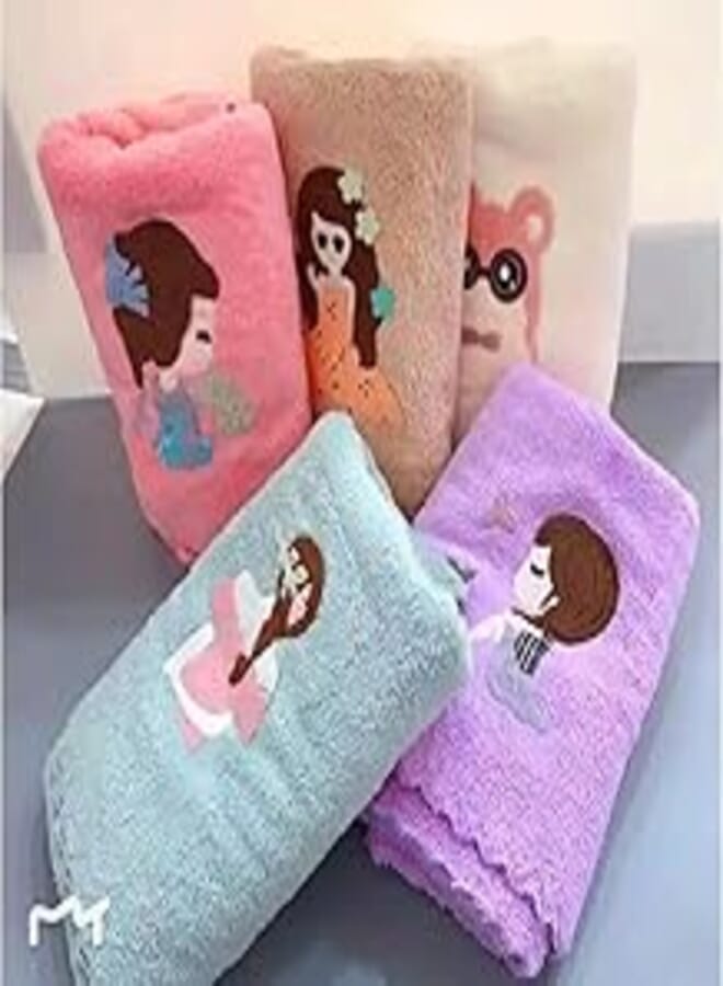 5 Pieces Soft Cartoon Towel Coral Fleece Solid Color Beauty Face Towel Sports Shower Bath Towel Home Hotel Bathroom for Adults Kids 