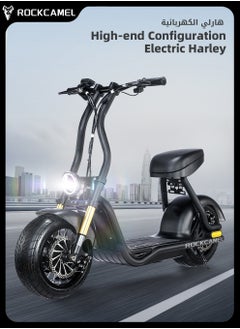 48V Electric Scooter for Adults Up To 45km/h Speed with Seat 115KG Capacity Scooter Adult,14"X10" Off-road Tires Scooters for Street Commuting and Limit Terrain Offroad