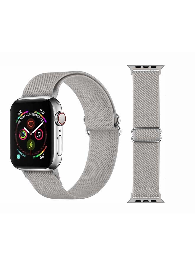 Perfii Solid Adjustable Braided Solo Band for Apple Watch Series 6/SE/5/4/3/2/1 44/42mm Grey - Image 1
