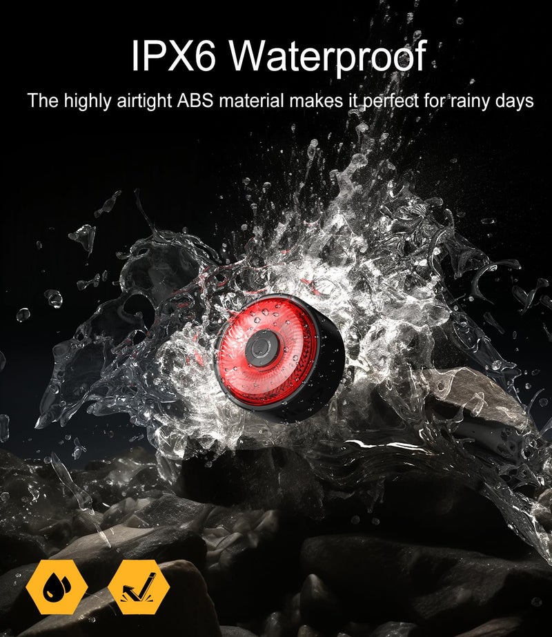 TOWILD TL03 Bike Tail Light Smart Brake Sensing Bike Rear Lights,Type-C Cable Waterproof Bicycle Back Lights Led Rechargeable Auto On/Off Flash Strobe Safety Red Taillight for Road Cycling Commuting - Image 5