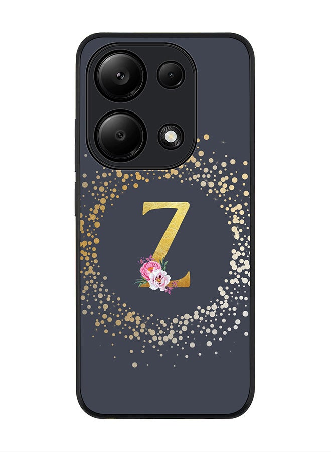 Stylizedd Rugged Case for Xiaomi Redmi Note 13 Pro 4G / Xiaomi Poco M6 Pro 4G Cover- Custom Monogram Initial Letter Floral Pattern Alphabet- Z(Grey) - Image 1