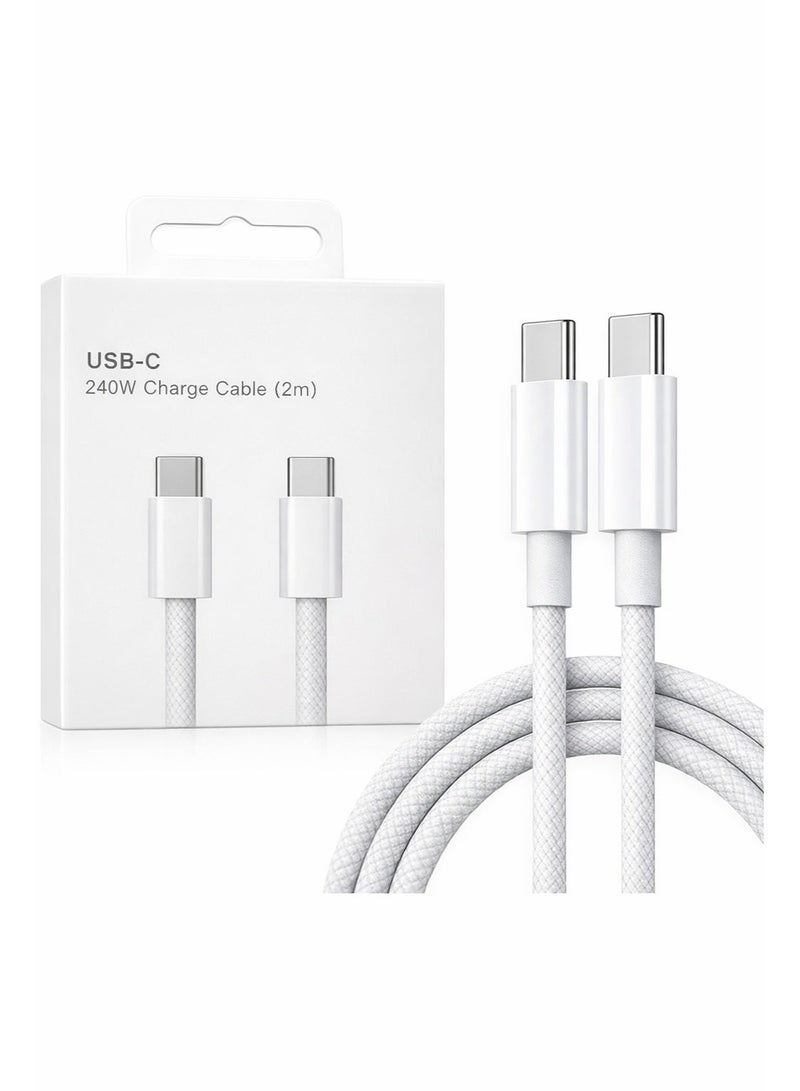 240W USB-C to USB-C Fast Charging Cable 2M Nylon Braided PD 3.1 5A E-Marker Type C Data Cable for iPhone 15/16/17 Pro Max, Samsung S25/S24/S23 Ultra, MacBook, iPad, Google Pixel, Huawei - Image 1