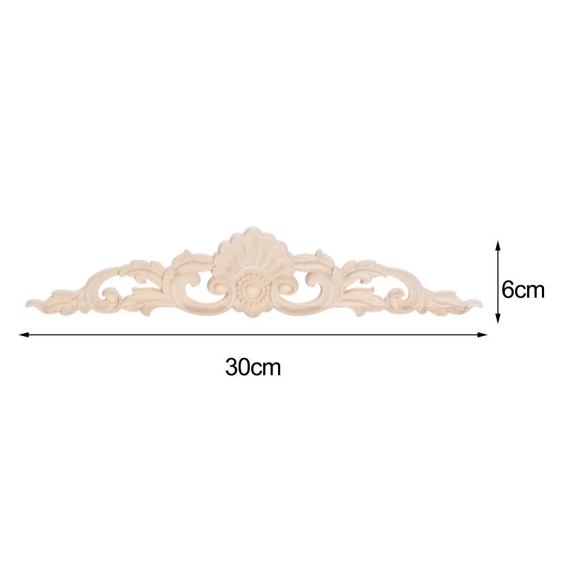MUXSAM Wood Carved Appliques  2-Pack Unpainted Wooden Carvings Decals Overlay Decorative Onlays for Walls Doors Cabinet Dresser Mantel Fireplace Bed Cupboard DIY Craft Project  30x6cm/11.81""x2.36"" - Image 2