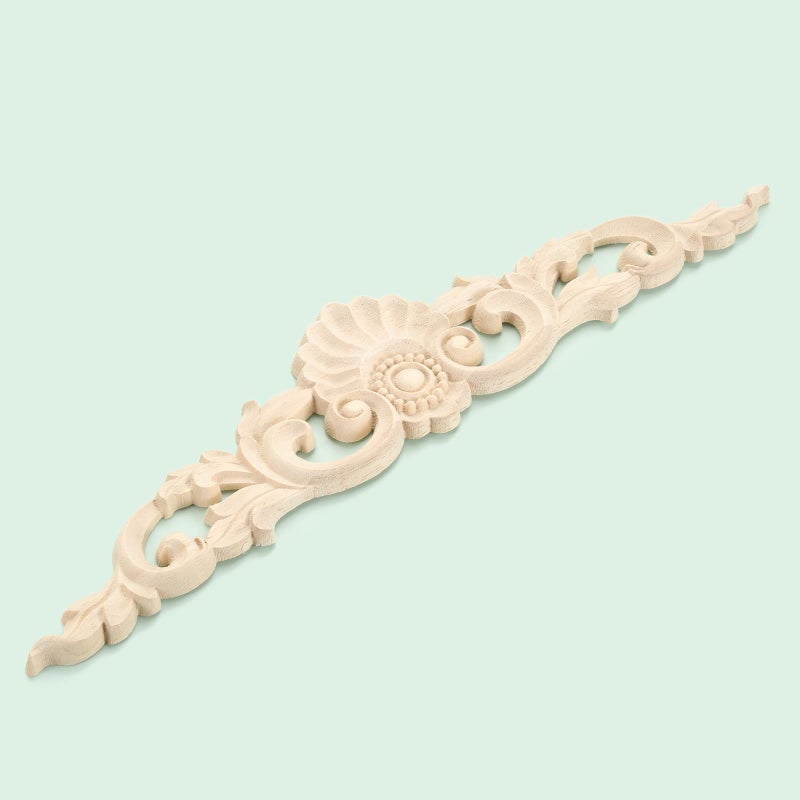 MUXSAM Wood Carved Appliques  2-Pack Unpainted Wooden Carvings Decals Overlay Decorative Onlays for Walls Doors Cabinet Dresser Mantel Fireplace Bed Cupboard DIY Craft Project  30x6cm/11.81""x2.36"" - Image 4