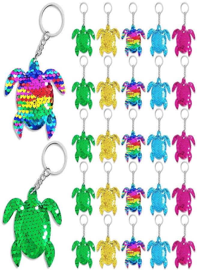 CiciBear 25 Pack Turtle Sequin Keychains for Party Favors, Kids and Adults Birthday Gift, Baby Shower, Turtle Party, 5 Colors - Image 1