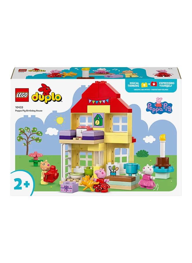 LEGO Duplo Peppa Pig Birthday House Playset, Toddler Learning Toys For 2 Plus Year Old Girls & Boys With 3 Figures Incl. Pedro Pony And Suzy Sheep, Plus Peppa'S Teddy, Gift Idea (59 Pieces) 10433