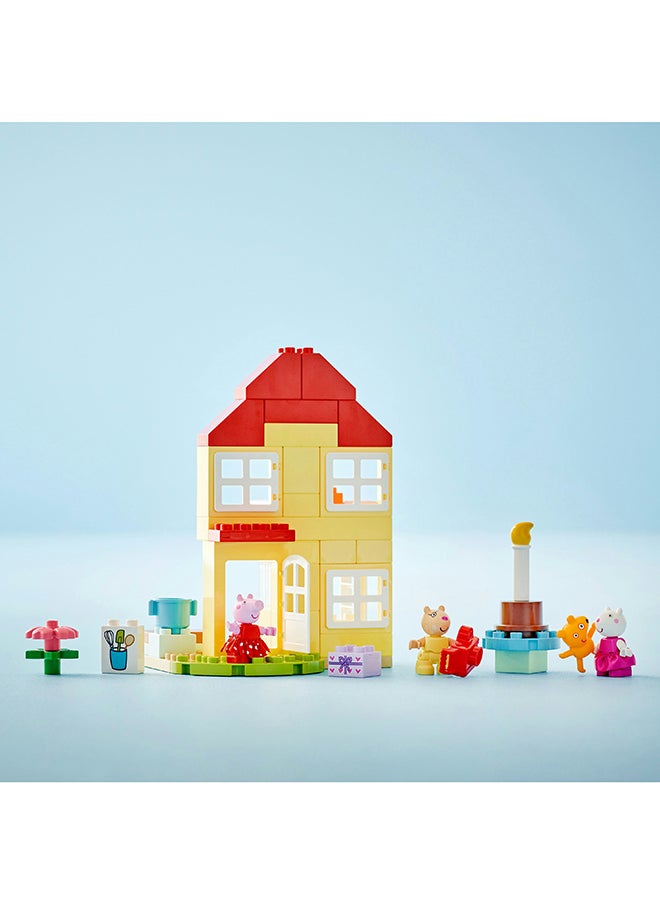 LEGO - طقم لعبة منزل عيد ميلاد بيبا بيغ دبللو، ألعاب تعليمية للأطفال الصغار من عمر 2 سنة فما فوق للفتيات والأولاد مع 3 شخصيات تشمل بيدرو بوني وسوزي شيرب، بالإضافة إلى دبدوب بيبا، فكرة هدية (59 قطعة) 10433 - Image 1