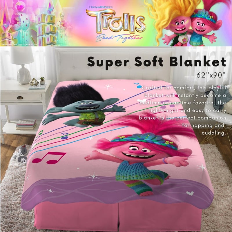 Franco DreamWorks Trolls 3 Band Together Movie Kids Bedding Super Soft Plush Throw Blanket  62 in x 90 in  (Officially Licensed Product) - Image 3