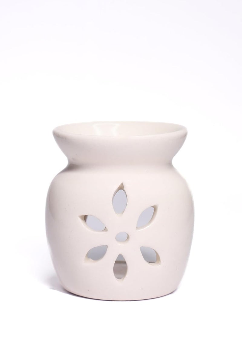Plavam Ceramic Clay Candle Aroma Diffuser Oil Burner and Warmer Lamp for Gifting Home Fragrance Aromatherapy Home Decor White - Image 3