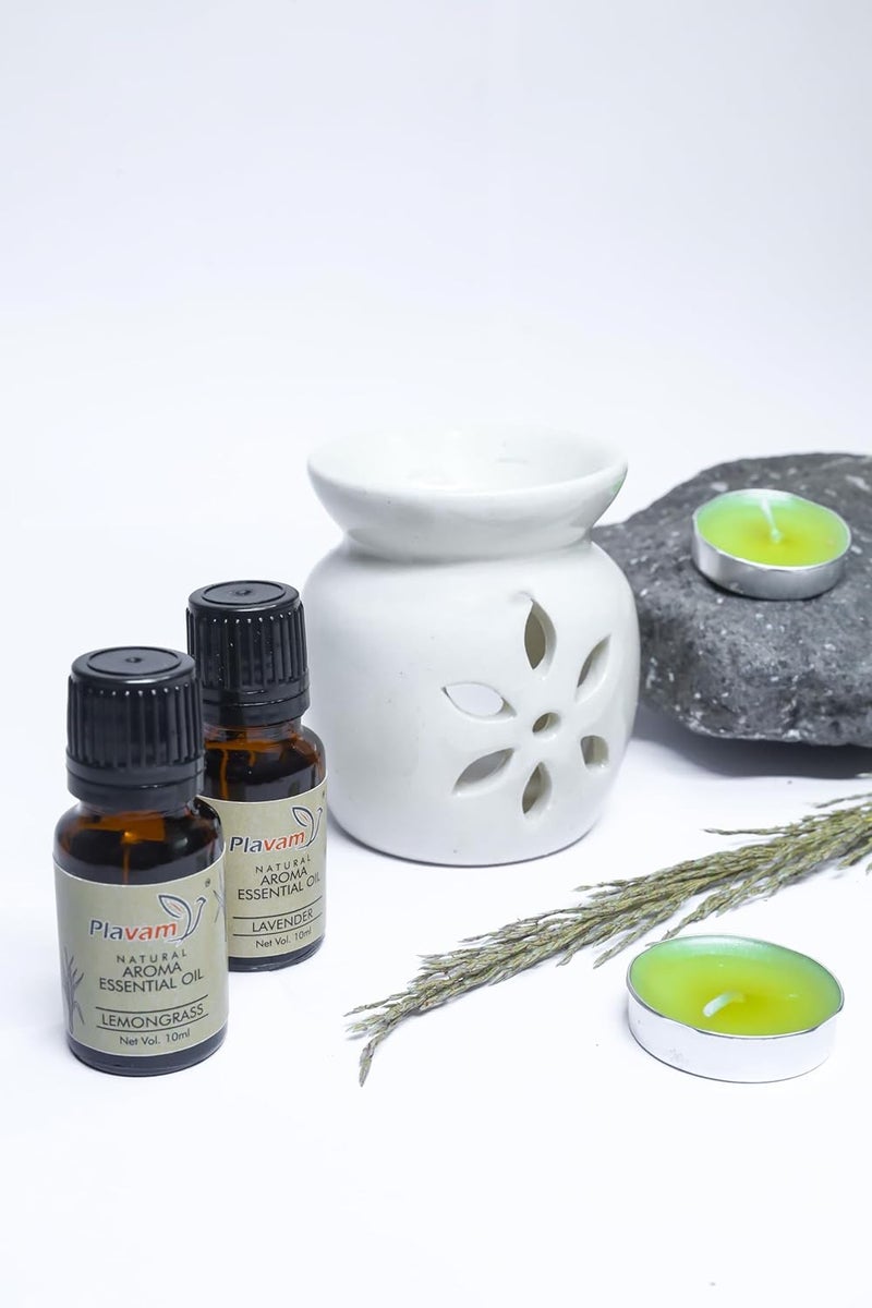 Plavam Ceramic Clay Candle Aroma Diffuser Oil Burner and Warmer Lamp for Gifting Home Fragrance Aromatherapy Home Decor White - Image 1