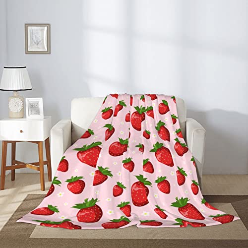 IMUKU Pink Strawberry Blanket for Kids Girls, Soft Lightweight Strawberry Throw Blanket for Sofa Bed Traveling Camping Gifts Idea 50x60 inches - Image 2