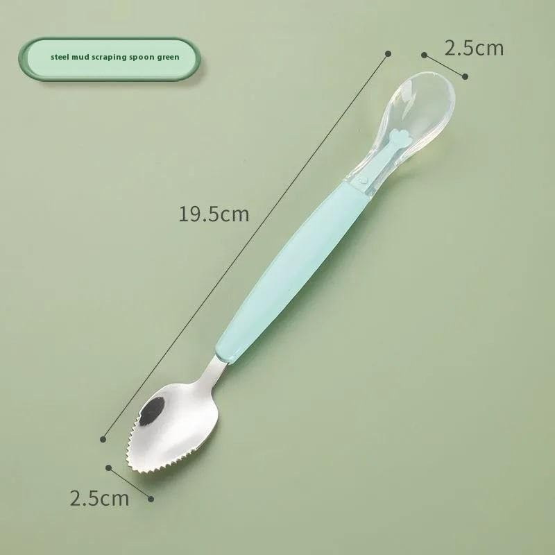 ZIVIK Double Headed Baby Feeding Spoon, Baby Double Side Head 2 in 1 Silicone Food Spoon, Stainless Steel Fruit Scraper for Baby & Toddler, Silicone Baby Spoon Self Feeding (Double Headed Spoon) - Image 4