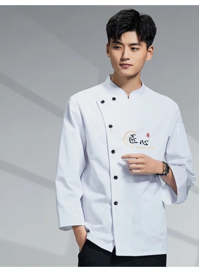 NIBEMINENT Stretch Chef Overalls Men's Summer Thin Breathable Restaurant Hotel Chef Baking Work Wear  - Image 1