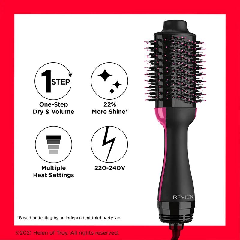 Revlon  One-Step Volumiser Salon Hair Dryer & Styler, Advanced Ionic Technology, Ceramic Coating, Oval Brush for Volume & Shine, Black - RVDR5222ARB2 for Women | Best Price UAE