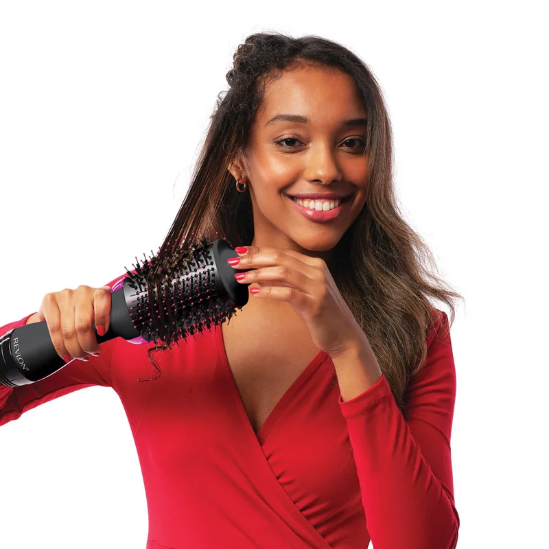 Revlon  One-Step Volumiser Salon Hair Dryer & Styler, Advanced Ionic Technology, Ceramic Coating, Oval Brush for Volume & Shine, Black - RVDR5222ARB2 for Women | Best Price UAE