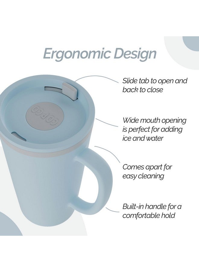 Copco Copco Cone 16oz Insulated Travel Mug with Handle, Double Wall, Slide-Closure Lid, BPA-Free, Microwave & Dishwasher Safe, Reusable Plastic Travel Coffee Tumbler - Portable Coffee Cup (Light Blue)  - Image 5