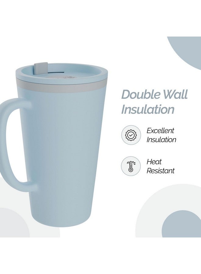 Copco Copco Cone 16oz Insulated Travel Mug with Handle, Double Wall, Slide-Closure Lid, BPA-Free, Microwave & Dishwasher Safe, Reusable Plastic Travel Coffee Tumbler - Portable Coffee Cup (Light Blue)  - Image 3