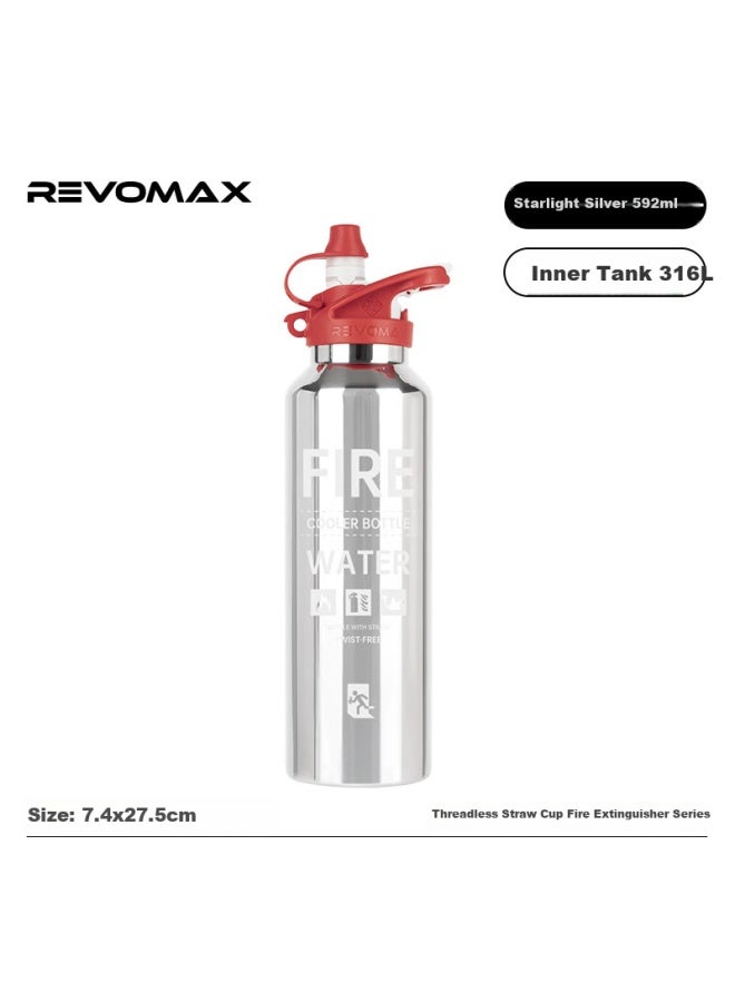 RevoMax كوب رياضي معزول من ريفوماكس للرجال والطلاب في الهواء الطلق 316 مع قشة سعة 592 مل - فضي لامع - Image 2