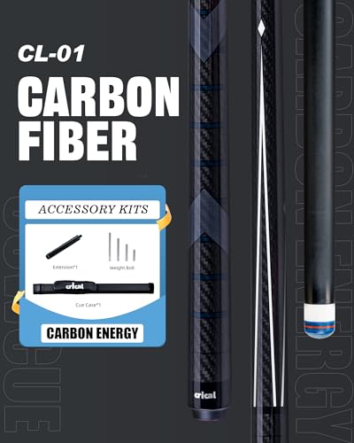 CRICAL Carbon Fiber Pool Cue Stick 58 Billiard Cue Sticks Professional Low Deflection Pool Sticks with 38 8 Pin Joint and 125mm Tip - Image 3