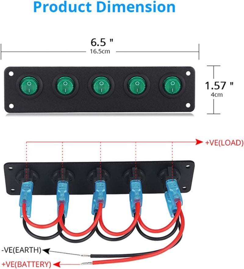 Wivplex Waterproof 5 Gang Toggle Switch Panel - Image 2