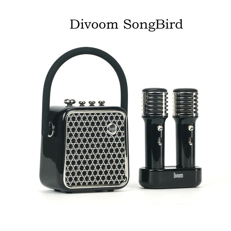 Divoom SongBird-SE Portable Karaoke Bluetooth Speaker with Dual Microphones, Black - Image 1