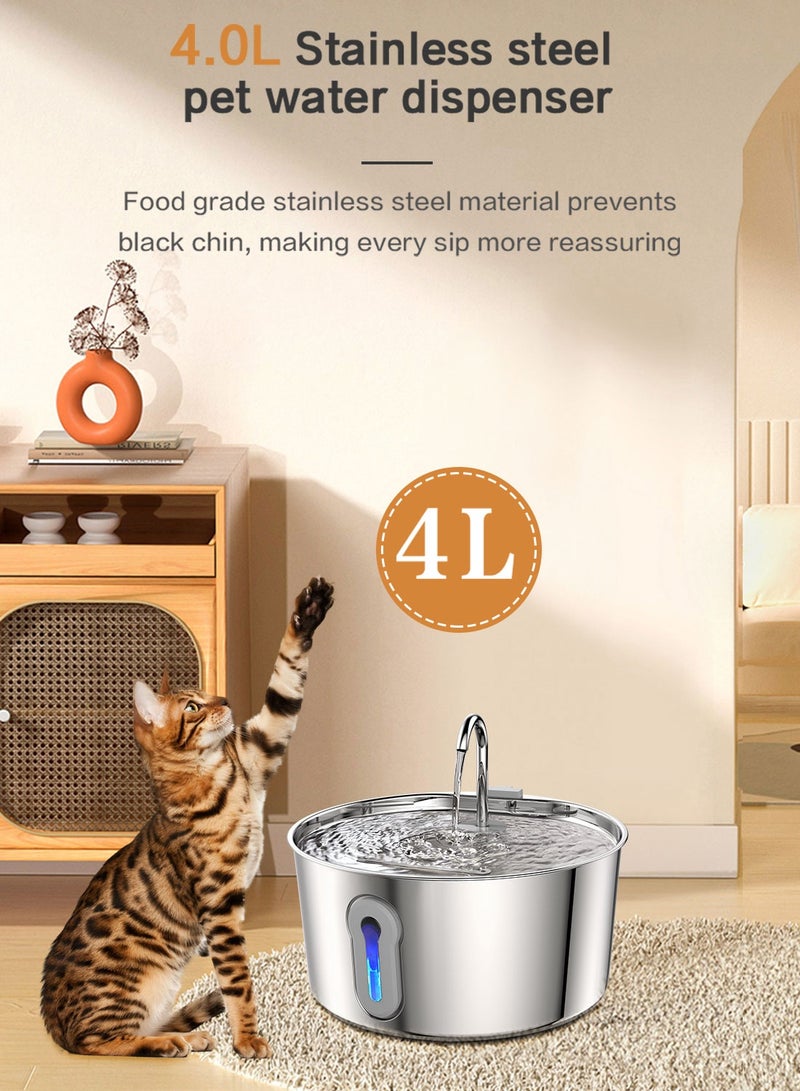 كيدل 4L تلقائي Cat نافورة المياه الحيوانات الأليفة موزع المياه للقطط والكلاب في الأماكن الداخلية مع نافذة مستوى المياه - Image 5