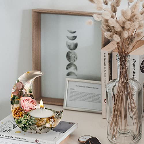 Wehous Candle Holder Silicone Mold, 3D Moon Resin Molds, Moon Shape Tealight Trinket Holder Silicone Mould, Cute Cement Concrete Mold, Epoxy Resin Casting Molds for Craft Making Decoration - Image 2