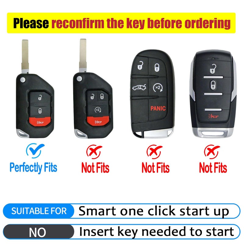 CHATYYD Key Fob Cover for Jeep with Keychain,Soft TPU Key Case for Jeep Wrangler Gladiator Proximity 2018-2024 Car Accessories - Image 2