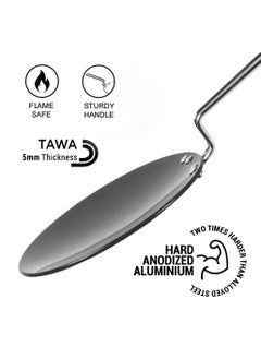 MILTON Pro cook MILTON Pro cook 26 cm Tava Hard Anodized Tawa with Stainless Steel Wired Handle for ParathaChapathiRoti Metal Spoon Friendly Dark Grey 3 Years Warranty  - Image 5