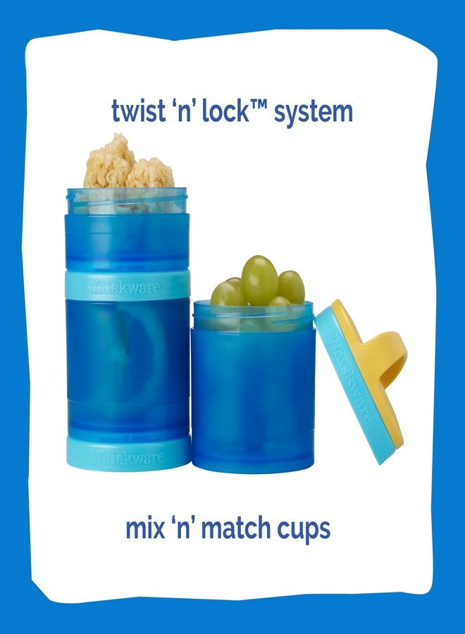 Whiskware Stackable Snack Containers for Kids and Toddlers, 3 Stackable Snack Cups for School and Travel, Blue - Image 3