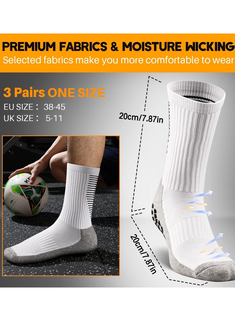 SOLARAE 3 Pairs Grip Socks Football Men Women Anti Slip Sports Grip Socks Breathable Anti Blister Rubber Pads Non Slip Basketball Socks Athletic Grippy Socks For Soccer Running Hiking Boxing Rugby - Image 5
