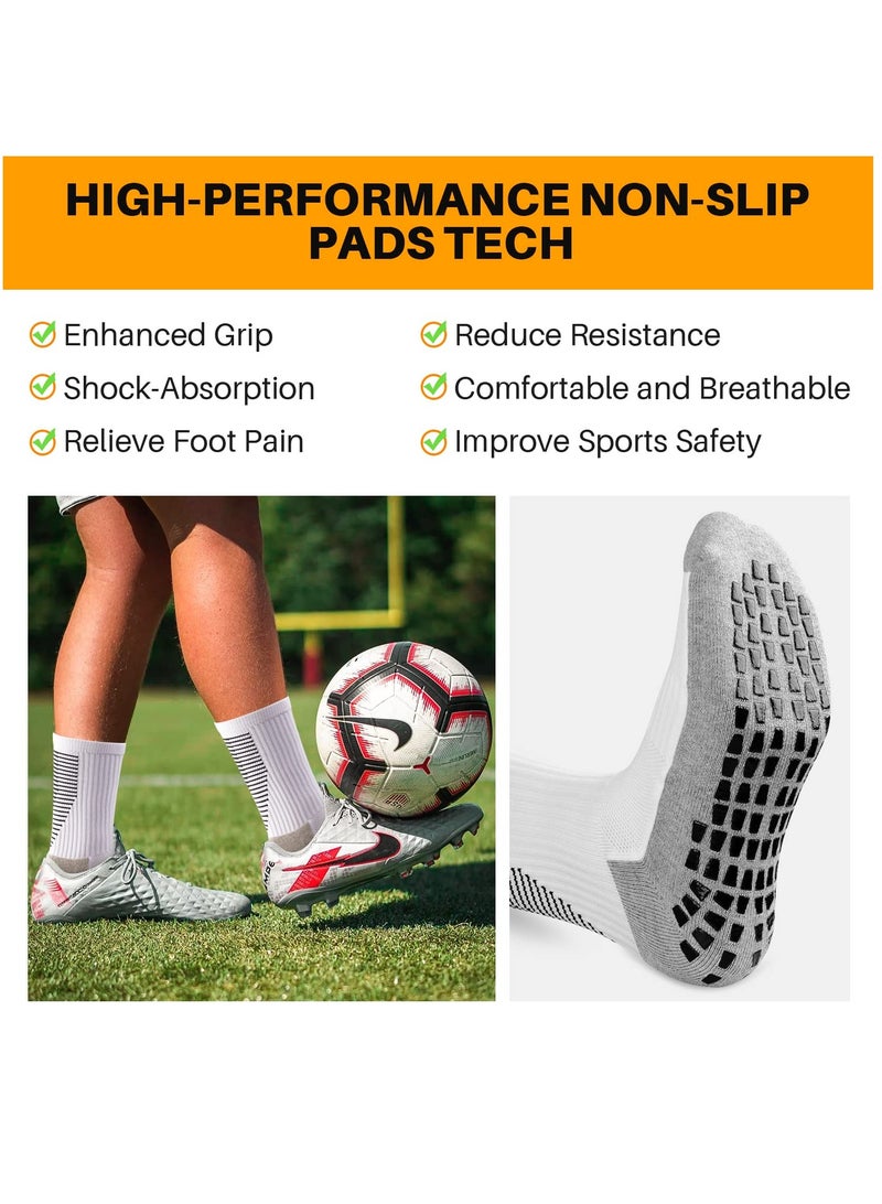 SOLARAE 3 Pairs Grip Socks Football Men Women Anti Slip Sports Grip Socks Breathable Anti Blister Rubber Pads Non Slip Basketball Socks Athletic Grippy Socks For Soccer Running Hiking Boxing Rugby - Image 2