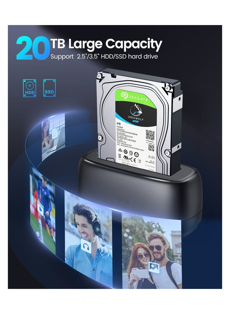 SYOSI Hard Drive Docking for 2.5/3.5 Inch HDD SSD Up to 20TB, External Hard Drive SATA Docking Station HDD Dock Station HDD SSD Dock USB Storage Dock USB Data Transfer UASP Transfer Speed - Image 4