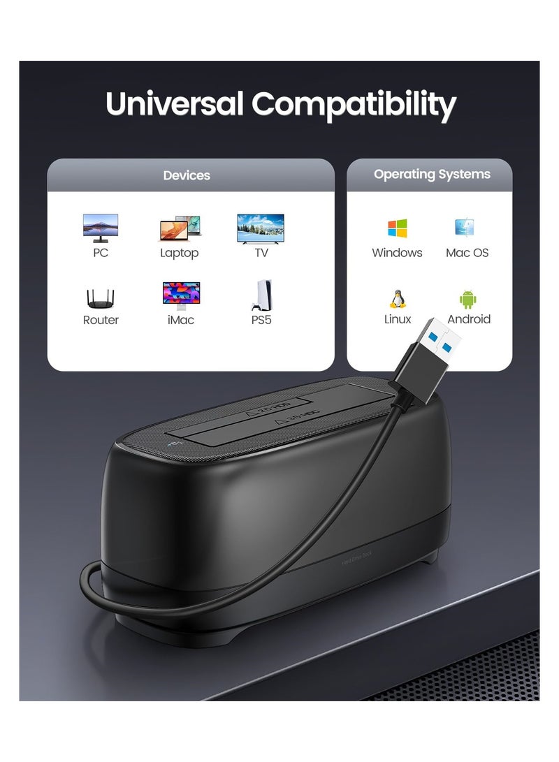 SYOSI Hard Drive Docking for 2.5/3.5 Inch HDD SSD Up to 20TB, External Hard Drive SATA Docking Station HDD Dock Station HDD SSD Dock USB Storage Dock USB Data Transfer UASP Transfer Speed - Image 3