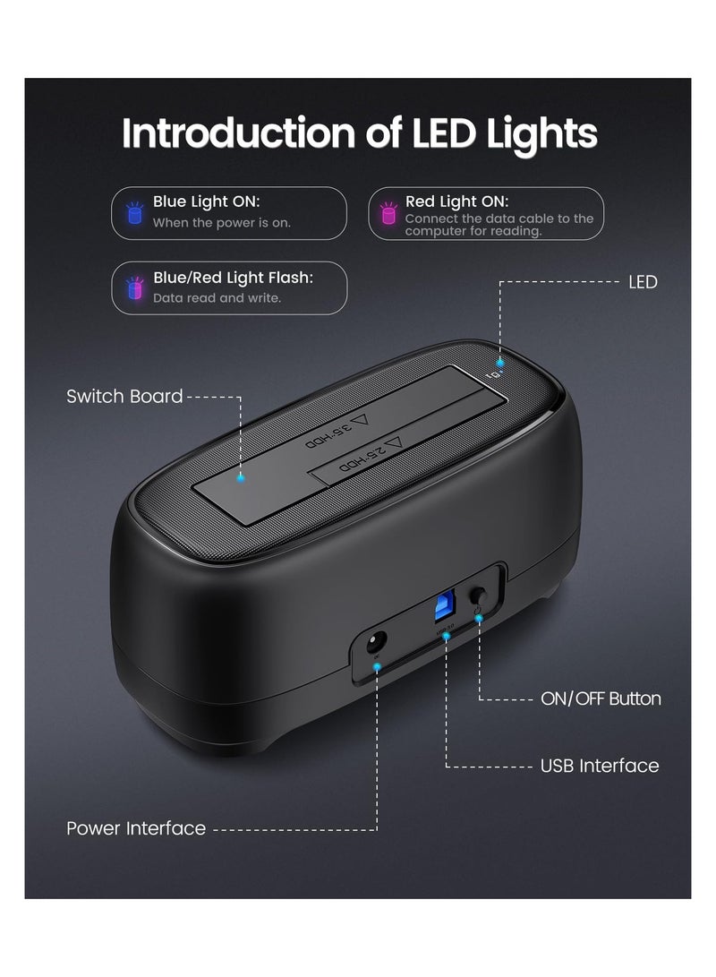 SYOSI Hard Drive Docking for 2.5/3.5 Inch HDD SSD Up to 20TB, External Hard Drive SATA Docking Station HDD Dock Station HDD SSD Dock USB Storage Dock USB Data Transfer UASP Transfer Speed - Image 5