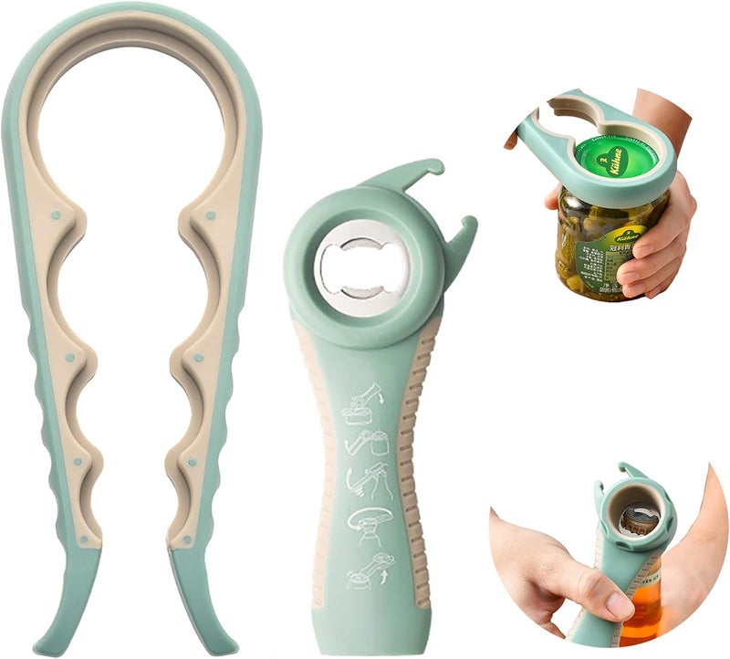 GZLT Bottle Opener for Arthritic Hand,Jar Opener for Old People, Children, Women, Those with Weak Hands,Multifunctional Kitchen Gadgets (A-Green) - Image 1