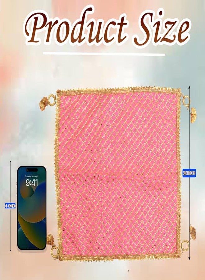 دلهان مجموعة دولهان مكونة من غطاء بوجا ثالي حريري مربع الشكل | ثالبوش وردي فاتح/بوجا أسان لماندير | شاجون متعدد الأغراض أو زفاف ثالي رومال | 18 بوصة - Image 3