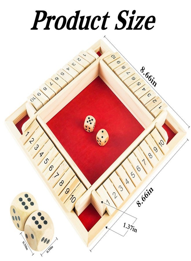 rytopt Shut The Box Game, 2-4 Player Family Wooden Board Table Math Games, Travel Games, Stocking Stuffers, Board Games, 2 Dices Tabletop Toys for School Supplies, Christmas Party Favors (8.6 Inches) ﻿ - Image 2