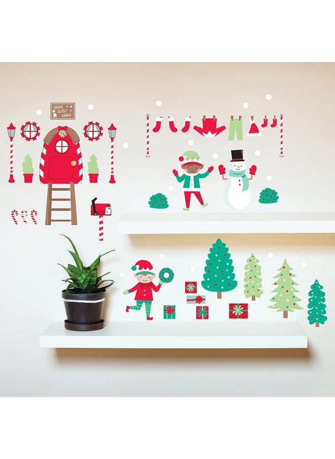 Paper Riot Co. Paper Riot Co. Build Your Own Elf House Christmas Holiday Wall Stickers Removable Adhesive for Classroom Kids Room Nursery Bedroom Home Decor Decals  - Image 1