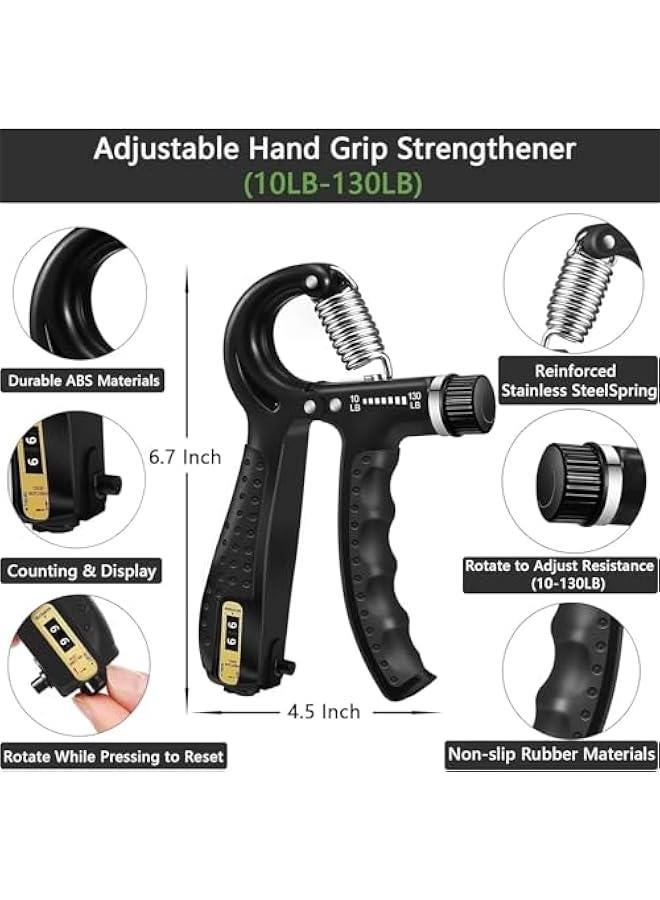 HOOKOR Hand Grip Strengthener kit(5 Pack),Grip Strength Trainer,Forearm Workout Trainer Adjustable Grip Exercises,Finger Grip Strengthener,Finger Stretcher,Grip Ring & Stress Relief Ball - Image 2